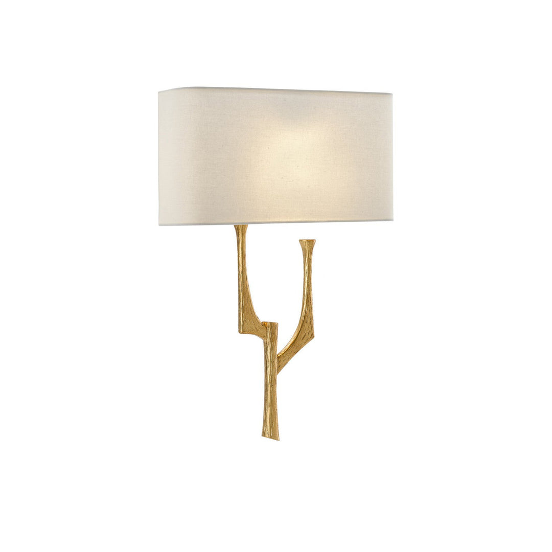 Bodnant Gold Wall Sconce, White Shade, Left