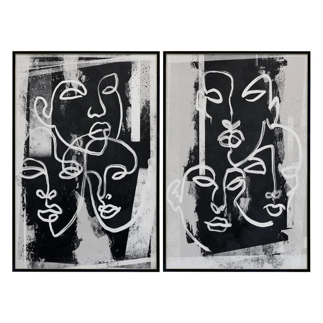 Face To Face (set Of 2) - 40" X 60" - Black Floate-Sunpan-SUNPAN-A0394-Wall Art-1-France and Son