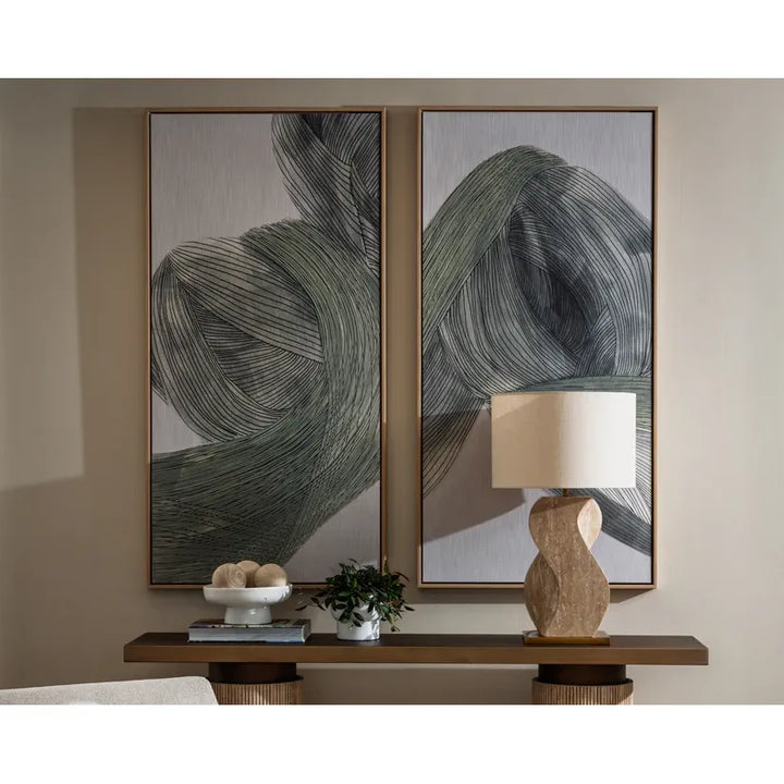 Bloom And Flow (Set Of 2) - 30" X 60" - Natural Floater Frame