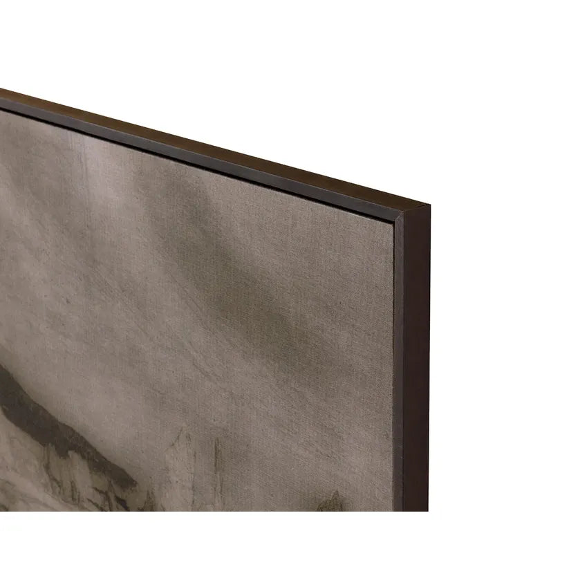 Antique Landscape - 50" X 35" - Brown Floater Frame