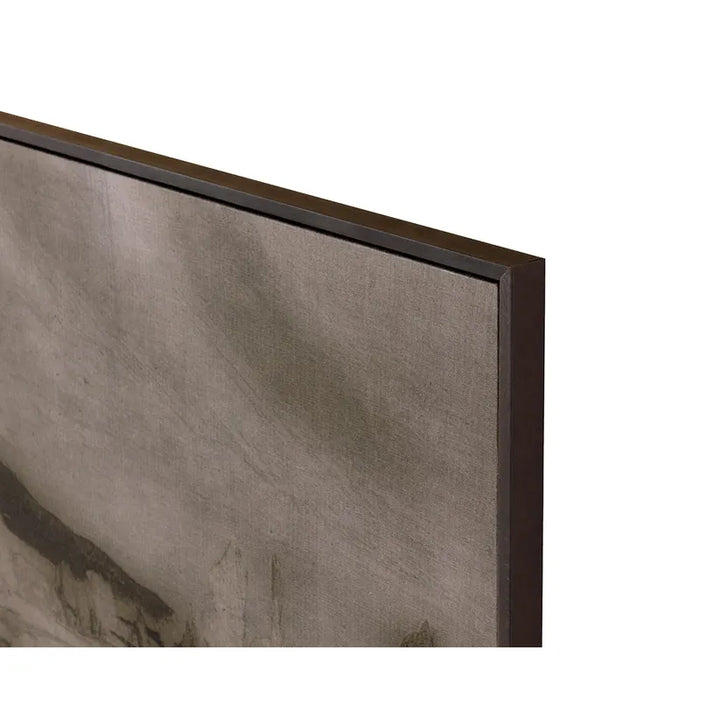 Antique Landscape - 50" X 35" - Brown Floater Frame