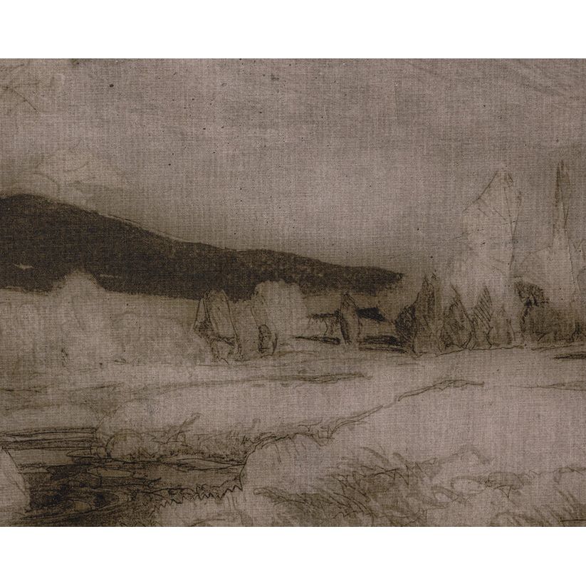 Antique Landscape - 50" X 35" - Brown Floater Frame