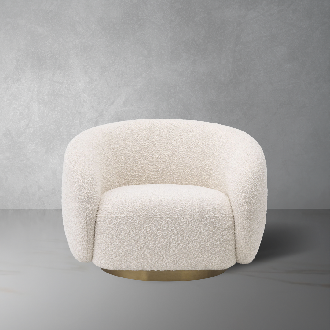 Brice Swivel Chair-Eichholtz-EICHHOLTZ-A114429-Lounge ChairsBoucle cream-1-France and Son