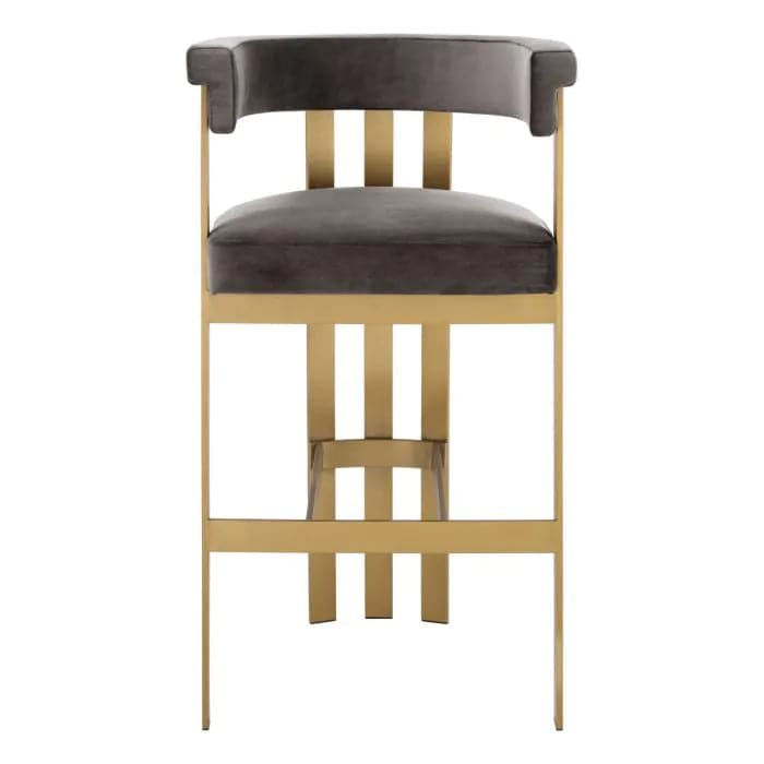 Stool Clubhouse-Eichholtz-EICHHOLTZ-A115724-Stools & OttomansSavona Grey Velvet-Bar Stool-2-France and Son