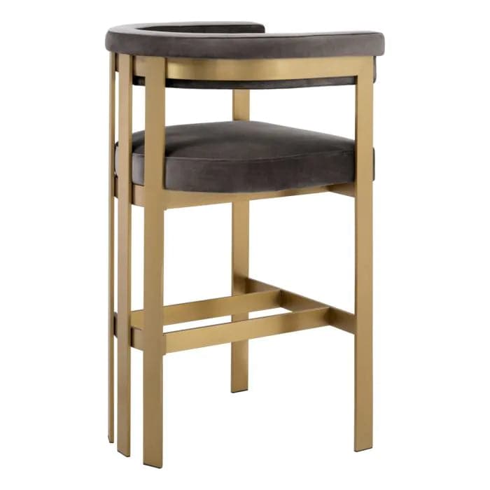 Stool Clubhouse-Eichholtz-EICHHOLTZ-A115724-Stools & OttomansSavona Grey Velvet-Bar Stool-3-France and Son