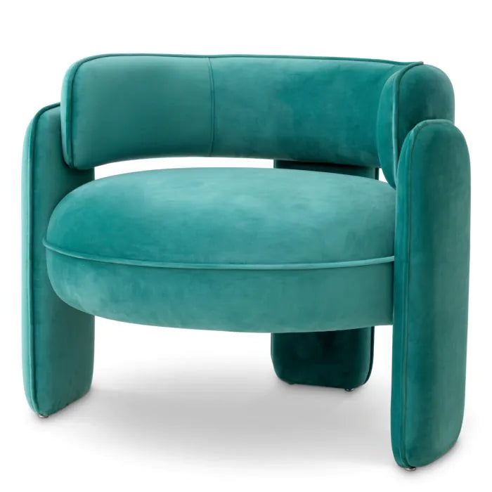 Chair Chaplin-Eichholtz-EICHHOLTZ-A117287-Lounge ChairsSavona Turquoise Velvet-1-France and Son