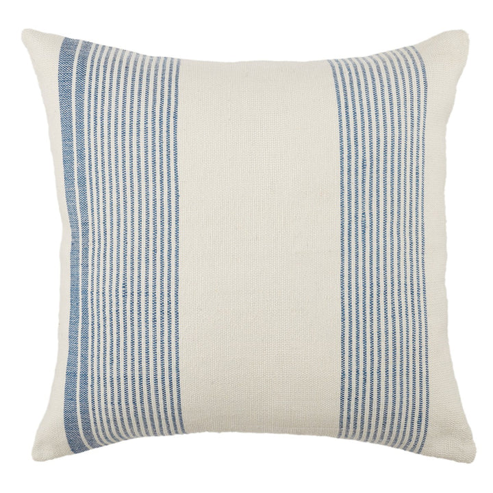 Jaipur Living Parque Indoor/ Outdoor Striped Blue/ Ivory Poly Fill Pillow (20" Square)