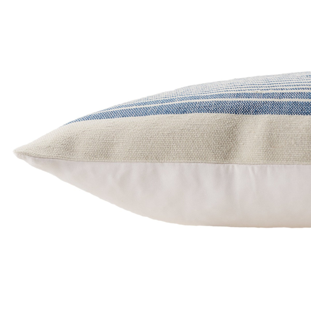 Jaipur Living Parque Indoor/ Outdoor Striped Blue/ Ivory Poly Fill Pillow (20" Square)