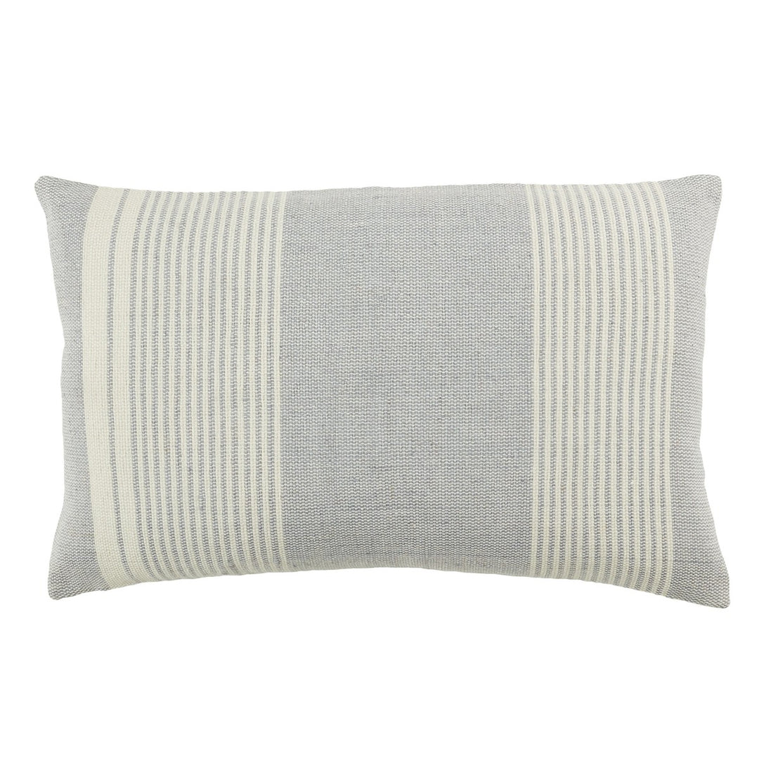 Jaipur Living Carinda Indoor/ Outdoor Striped Gray/ Ivory Poly Fill Pillow (13"X21" Lumbar)