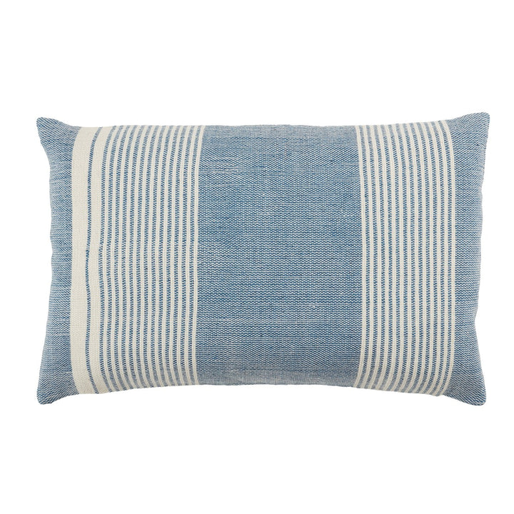 Jaipur Living Carinda Indoor/ Outdoor Striped Blue/ Ivory Poly Fill Pillow (13"X21" Lumbar)