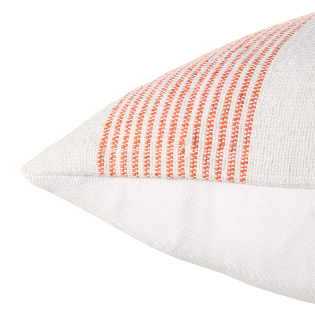 Jaipur Living Parque Handmade Indoor/Outdoor Striped Orange/Light Gray Pillow Cover (20"X20")