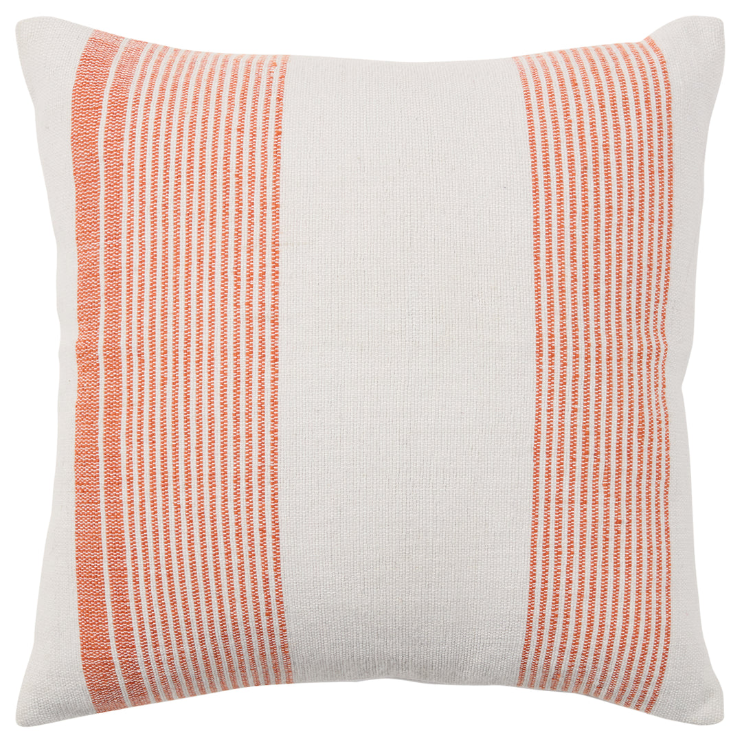 Jaipur Living Parque Handmade Indoor/Outdoor Striped Orange/Light Gray Pillow Cover (20"X20")