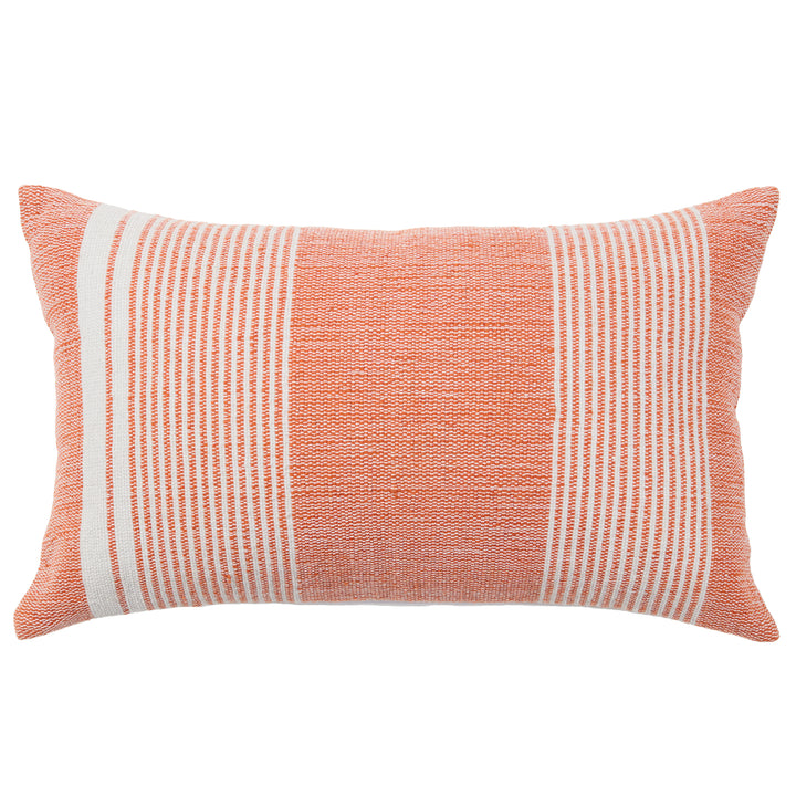 Jaipur Living Carinda Handmade Indoor/Outdoor Striped Orange/Light Gray Down Fill Pillow (13"X21" Lumbar)