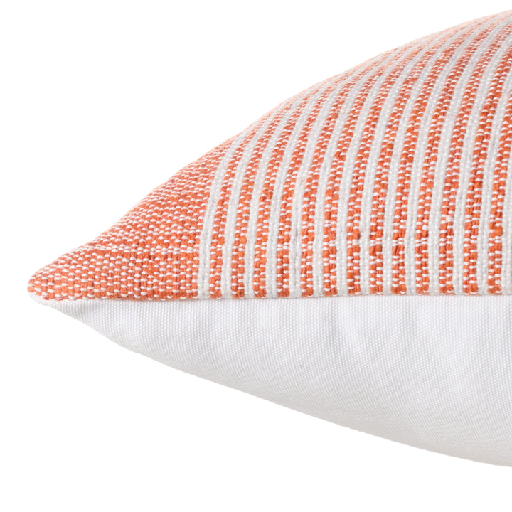 Jaipur Living Carinda Handmade Indoor/Outdoor Striped Orange/Light Gray Down Fill Pillow (13"X21" Lumbar)