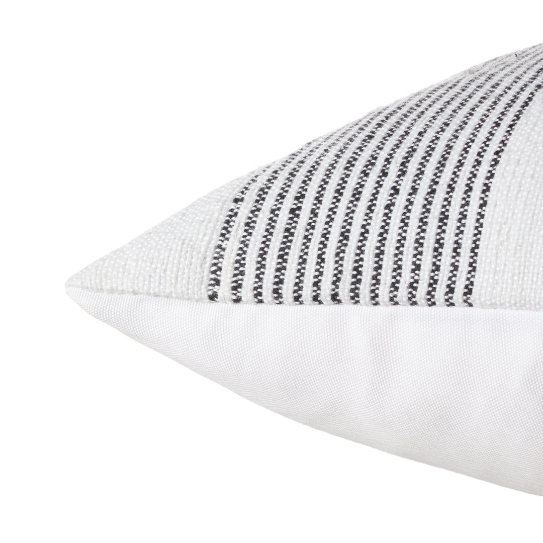 Jaipur Living Parque Handmade Indoor/Outdoor Striped Cream/Black Pillow Cover (20"X20")