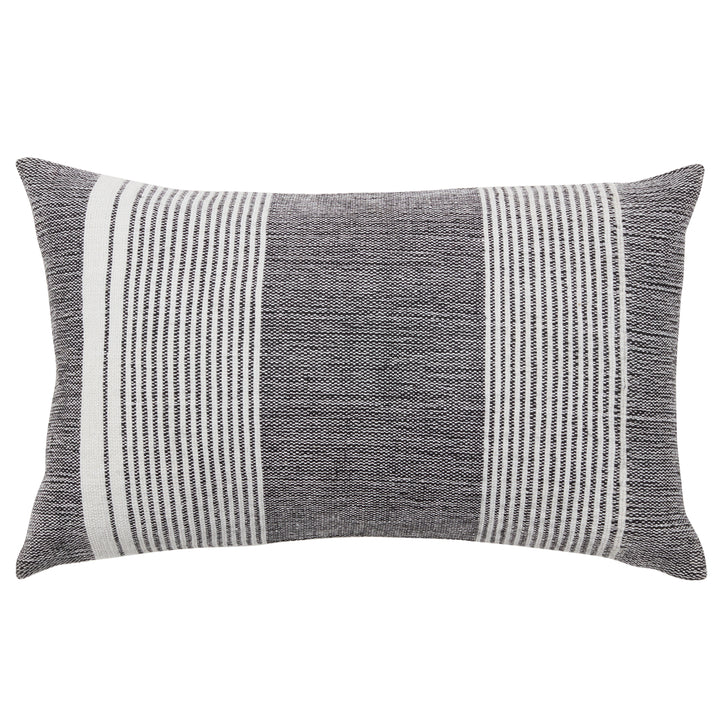 Jaipur Living Carinda Handmade Indoor/Outdoor Striped Black/Cream Down Fill Pillow (13"X21" Lumbar)