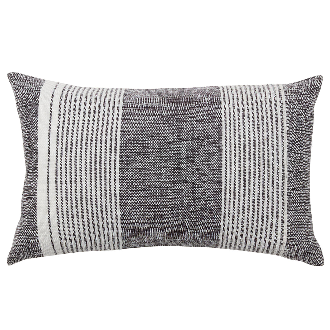 Jaipur Living Carinda Handmade Indoor/Outdoor Striped Black/Cream Poly Fill Pillow (13"X21" Lumbar)