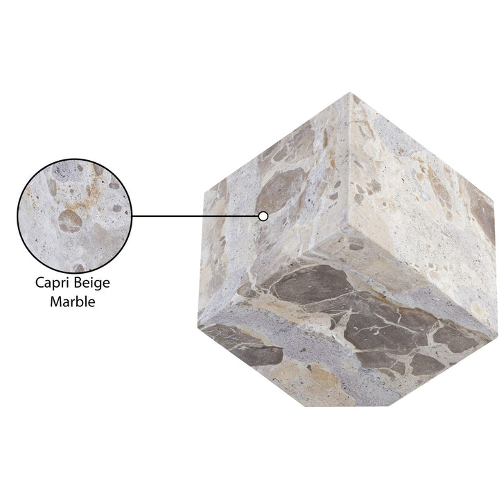 Block Genuine Marble Decorative Cube — Beige