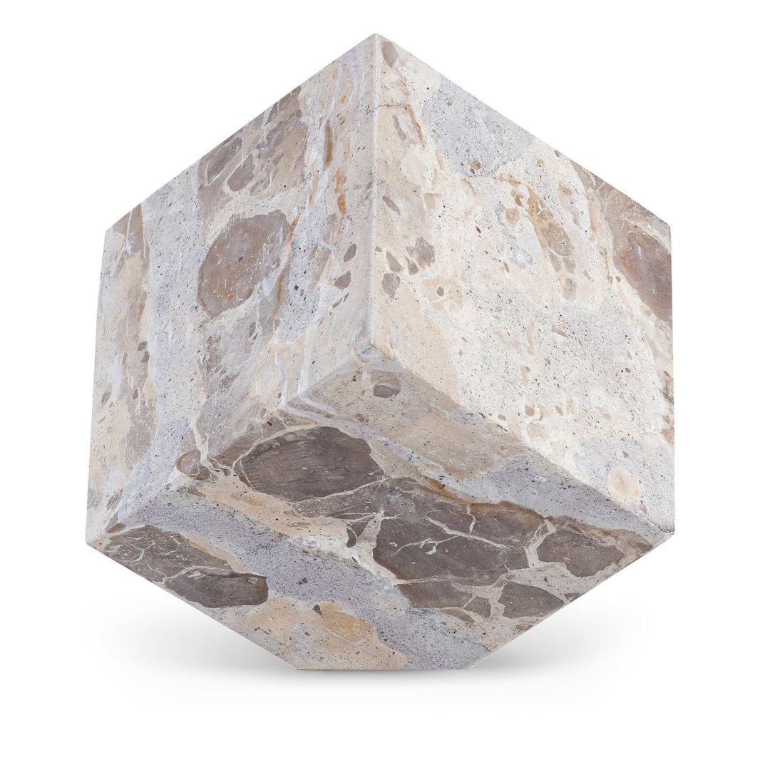Block Genuine Marble Decorative Cube — Beige