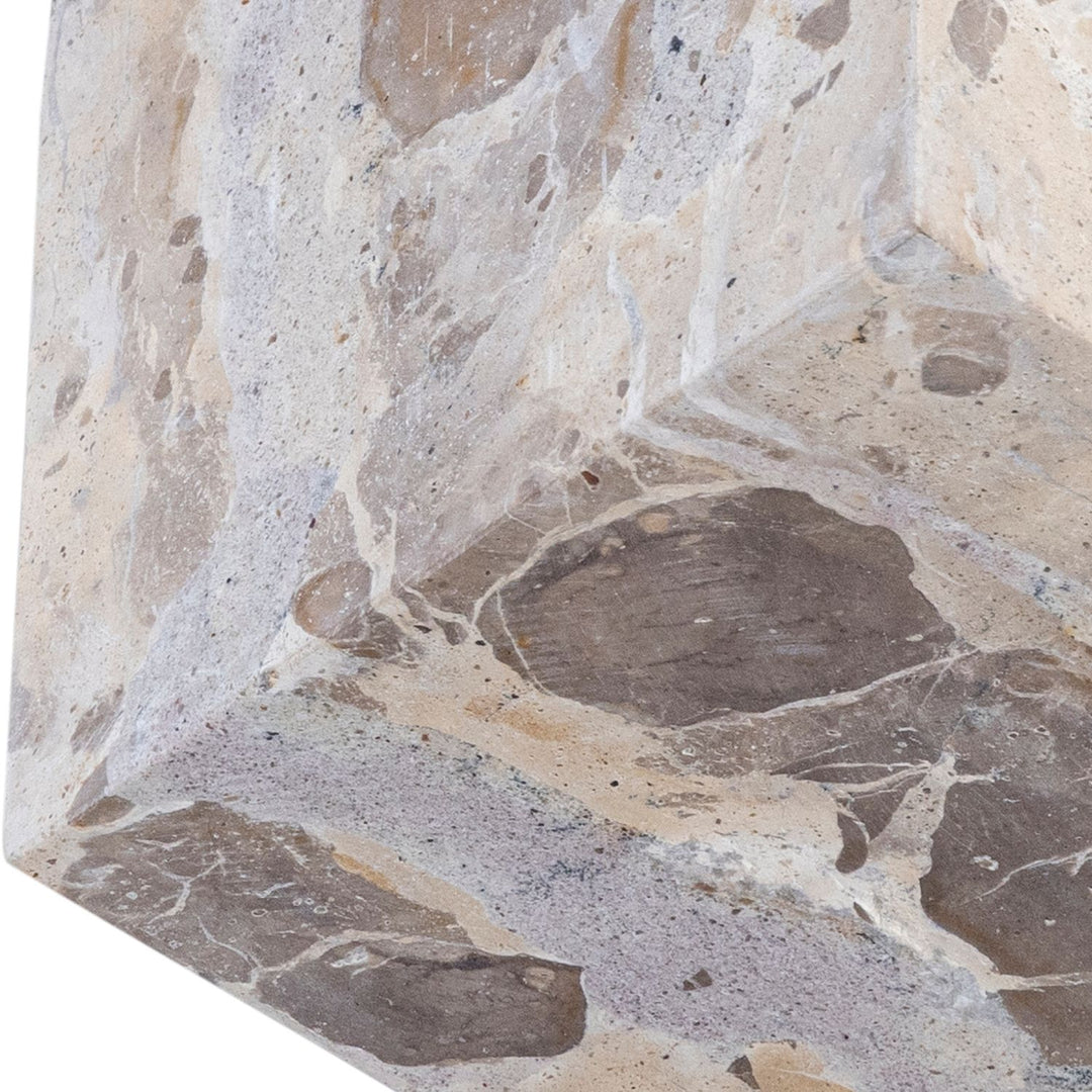 Block Genuine Marble Decorative Cube — Beige
