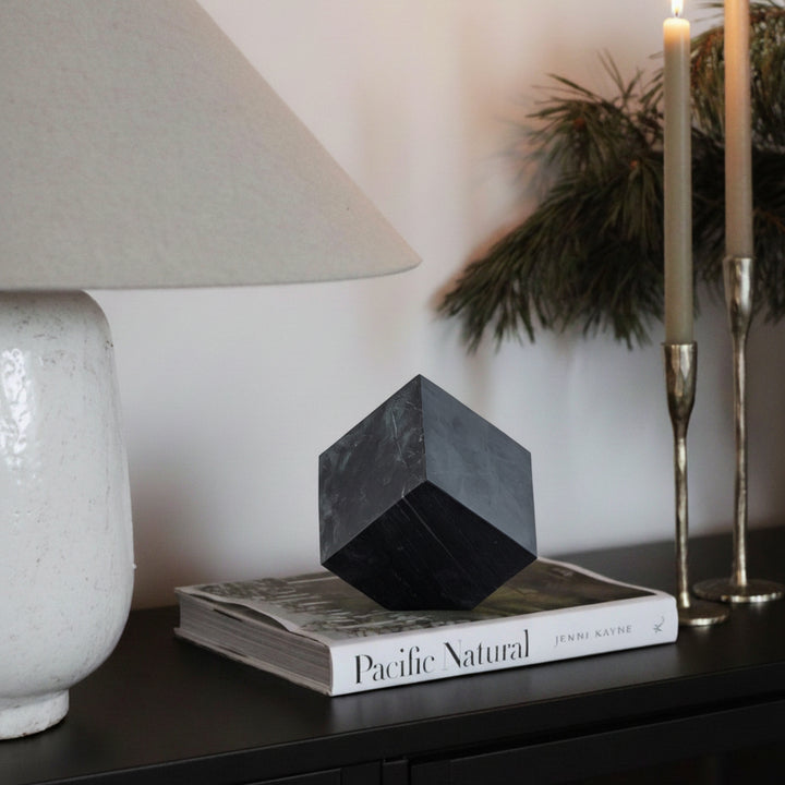 Block Genuine Marble Decorative Cube — Black