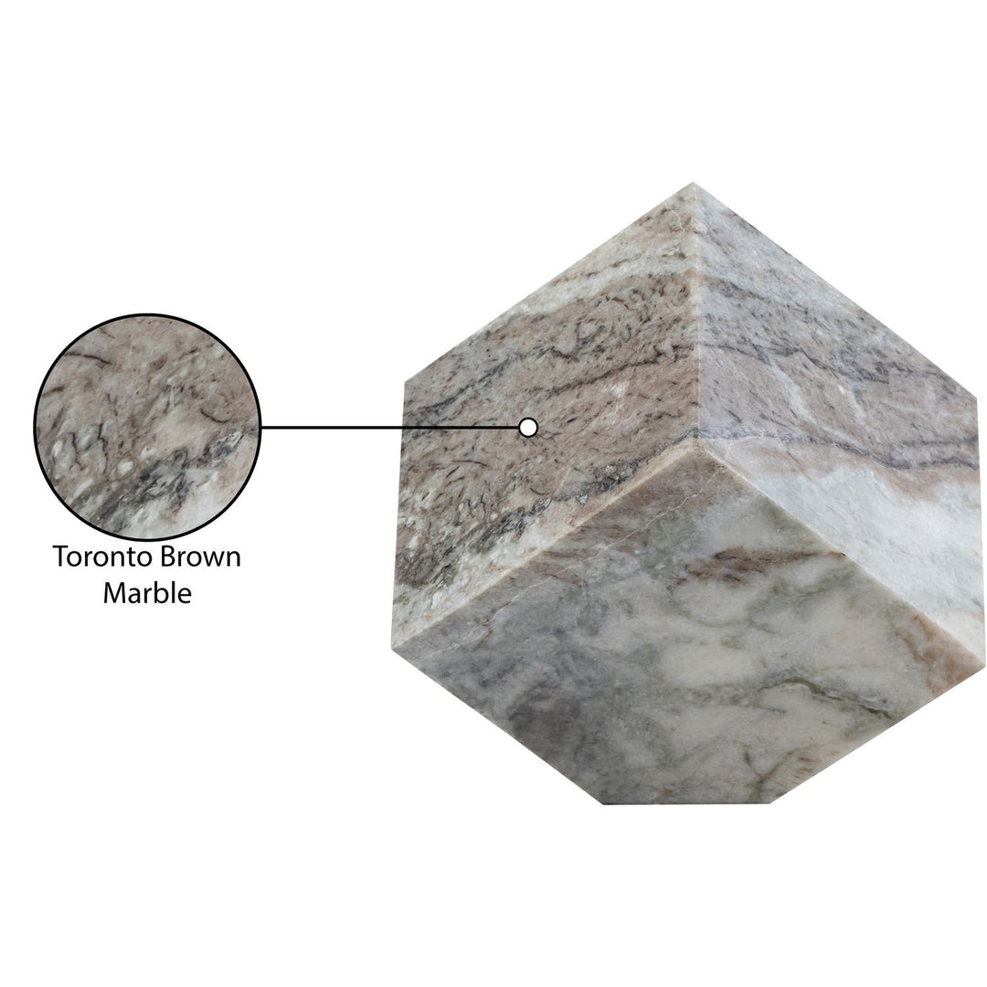 Block Genuine Marble Decorative Cube — Brown