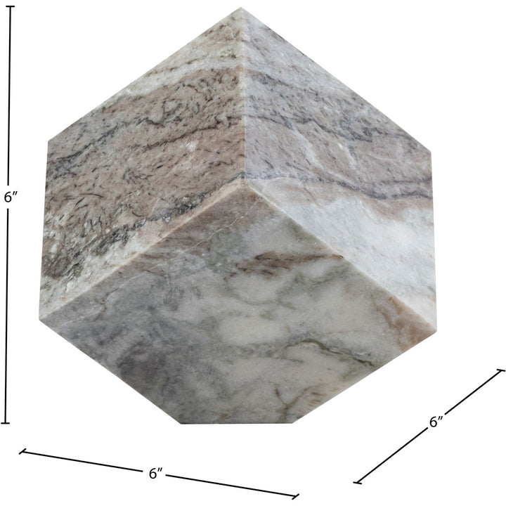 Block Genuine Marble Decorative Cube — Brown