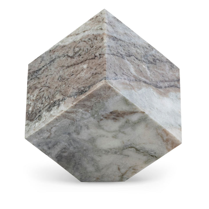 Block Genuine Marble Decorative Cube — Brown