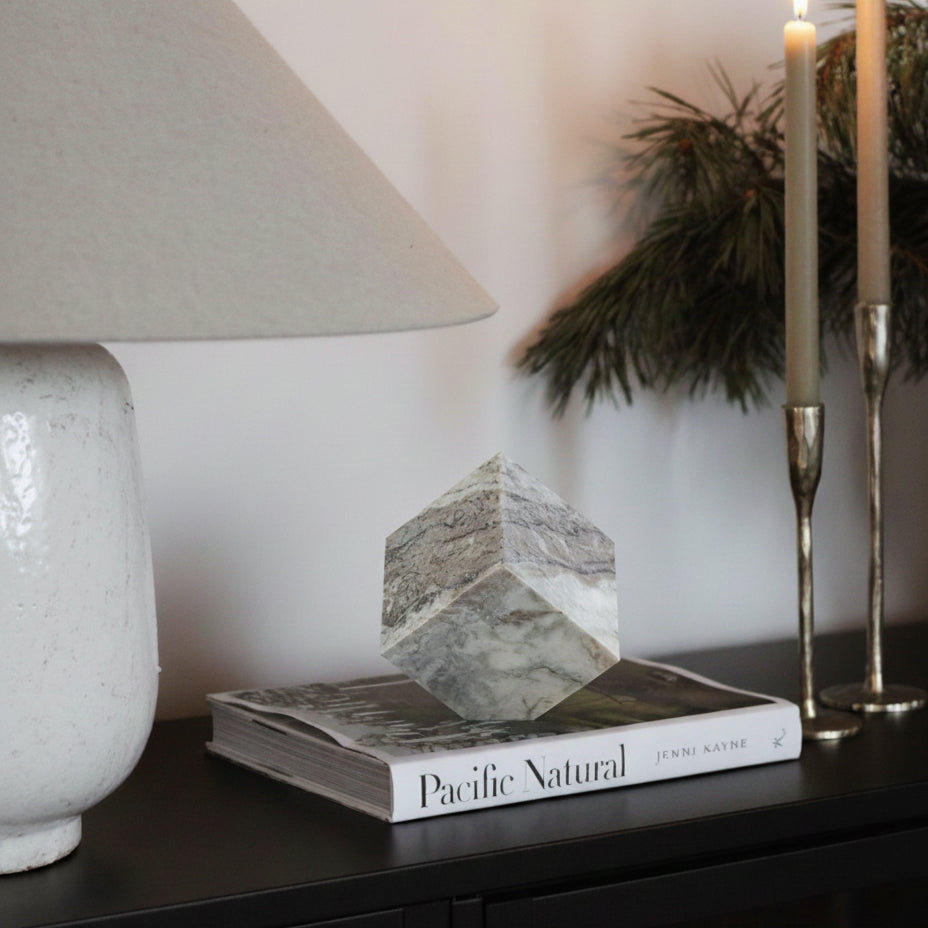 Block Genuine Marble Decorative Cube — Brown