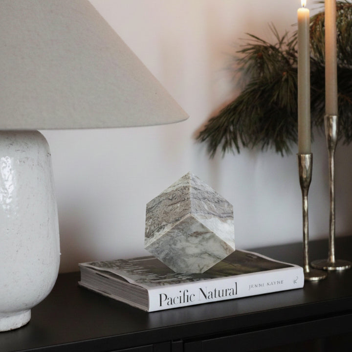 Block Genuine Marble Decorative Cube — Brown