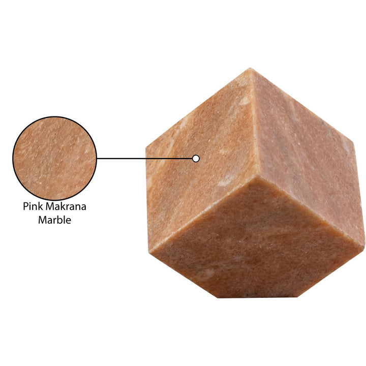Block Genuine Marble Decorative Cube — Pink