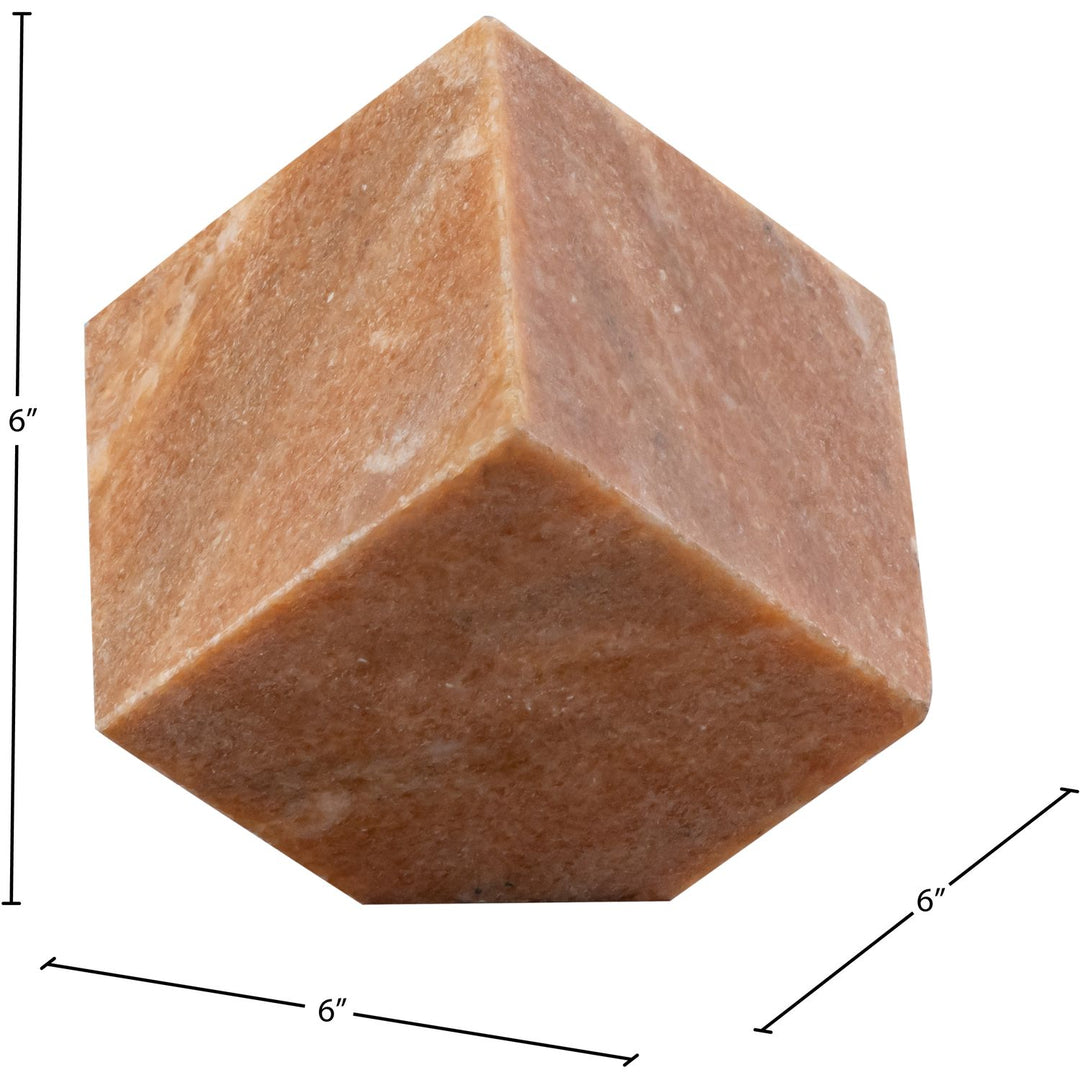 Block Genuine Marble Decorative Cube — Pink