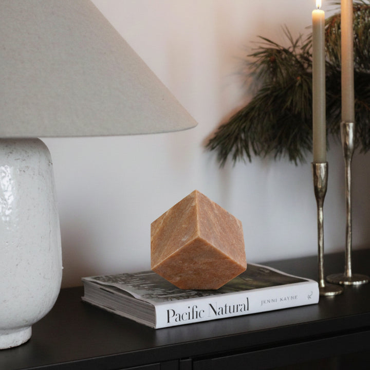Block Genuine Marble Decorative Cube — Pink