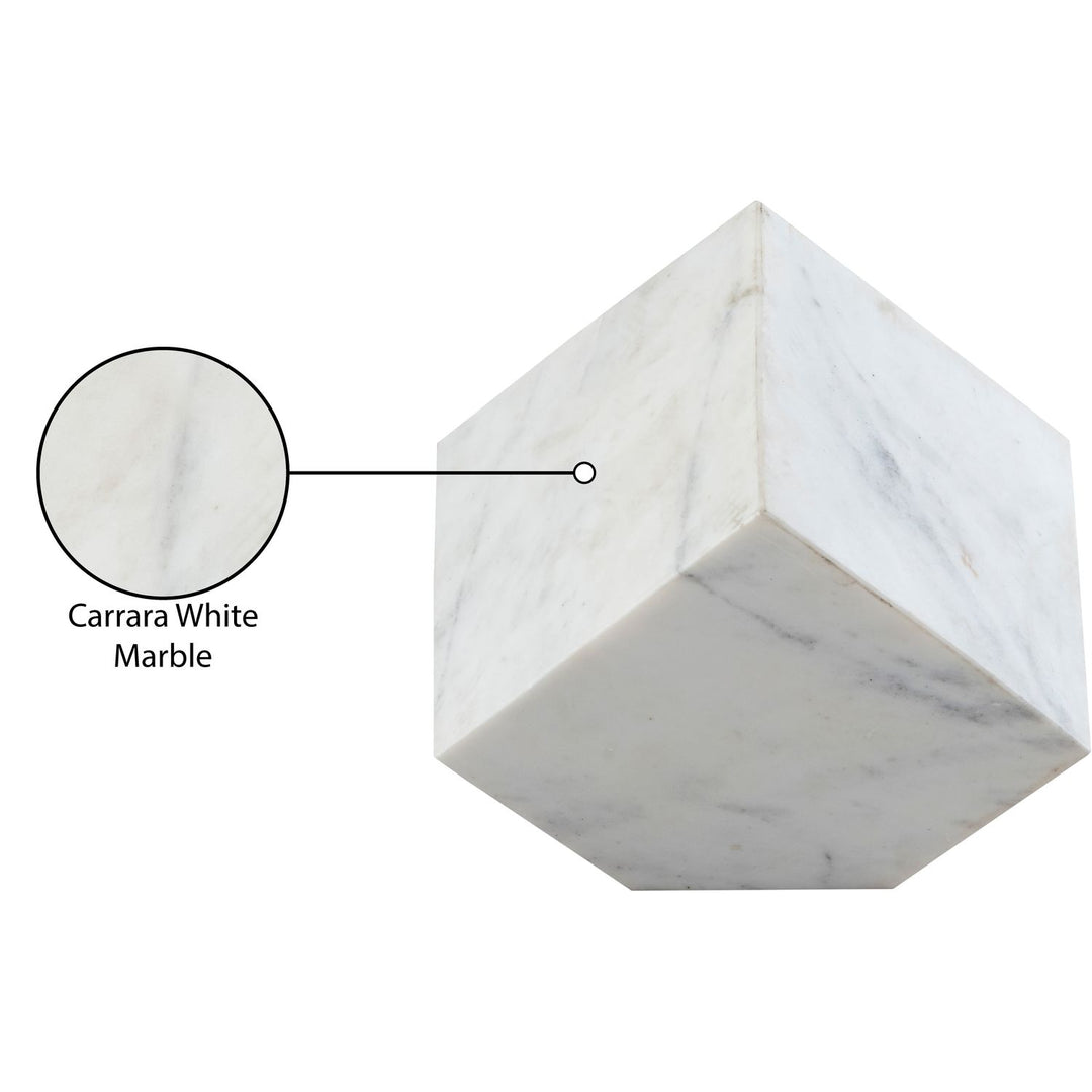 Block Genuine Marble Decorative Cube — White