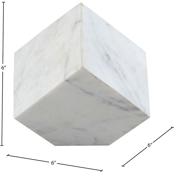 Block Genuine Marble Decorative Cube — White