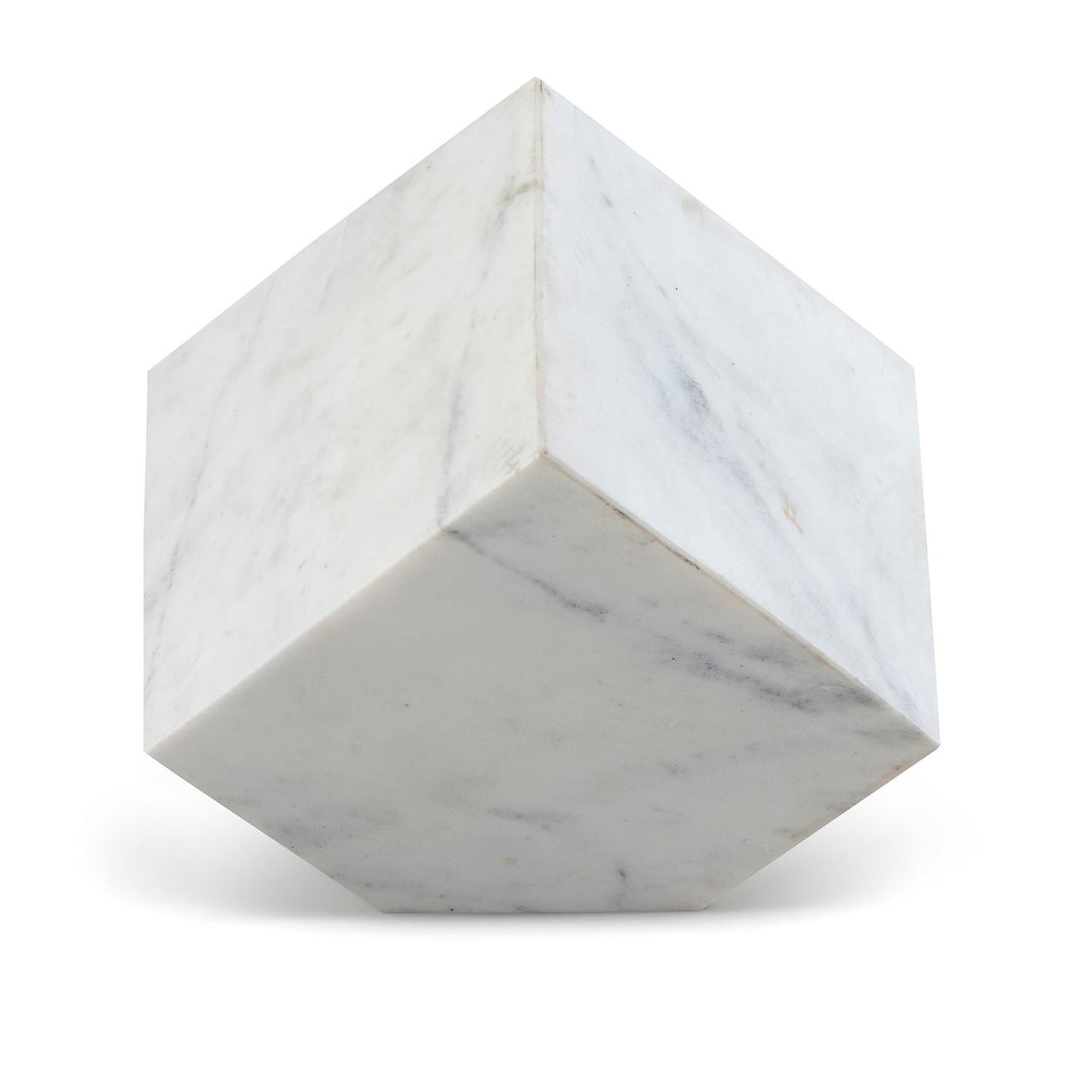 Block Genuine Marble Decorative Cube — White
