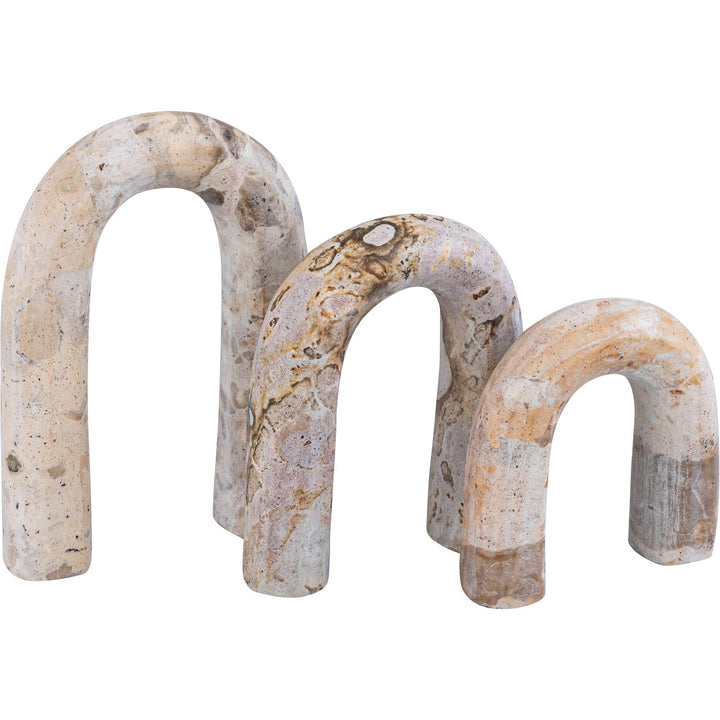 Arco Genuine Marble 3pc. Decorative Object — Beige