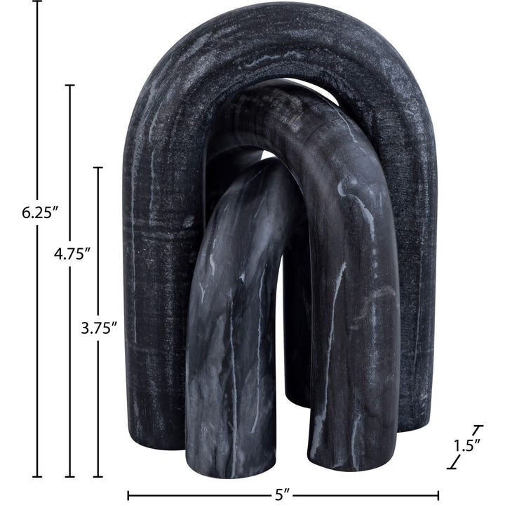 Arco Genuine Marble 3pc. Decorative Object — Black