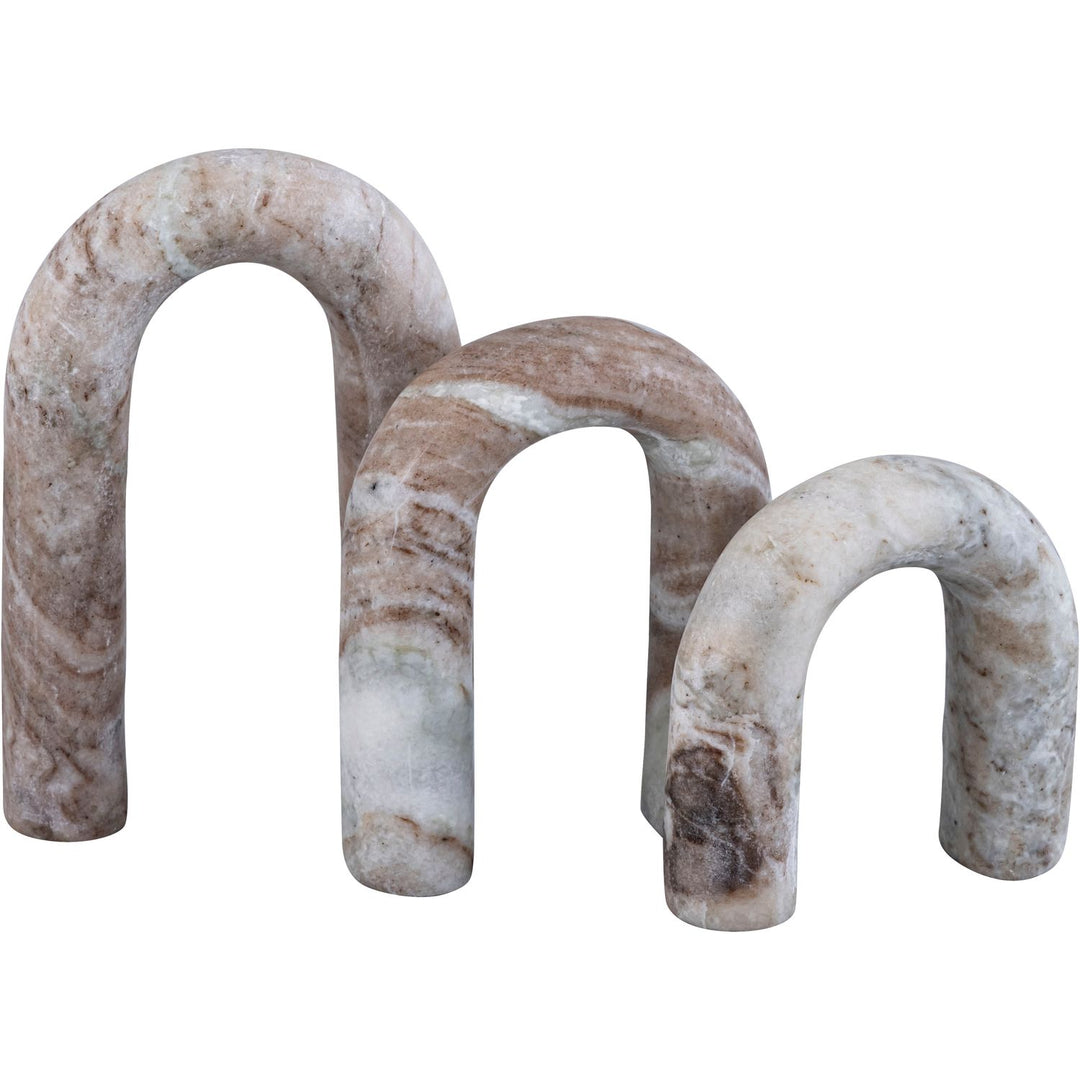 Arco Genuine Marble 3pc. Decorative Object — Brown