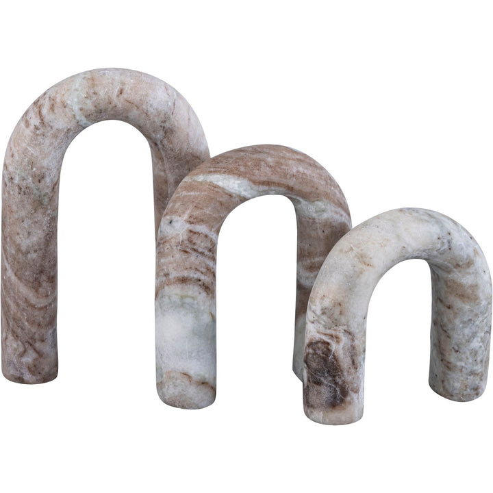 Arco Genuine Marble 3pc. Decorative Object — Brown