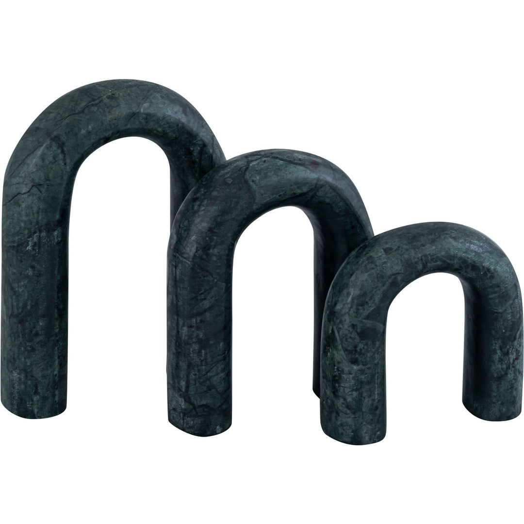 Arco Genuine Marble 3pc. Decorative Object — Green