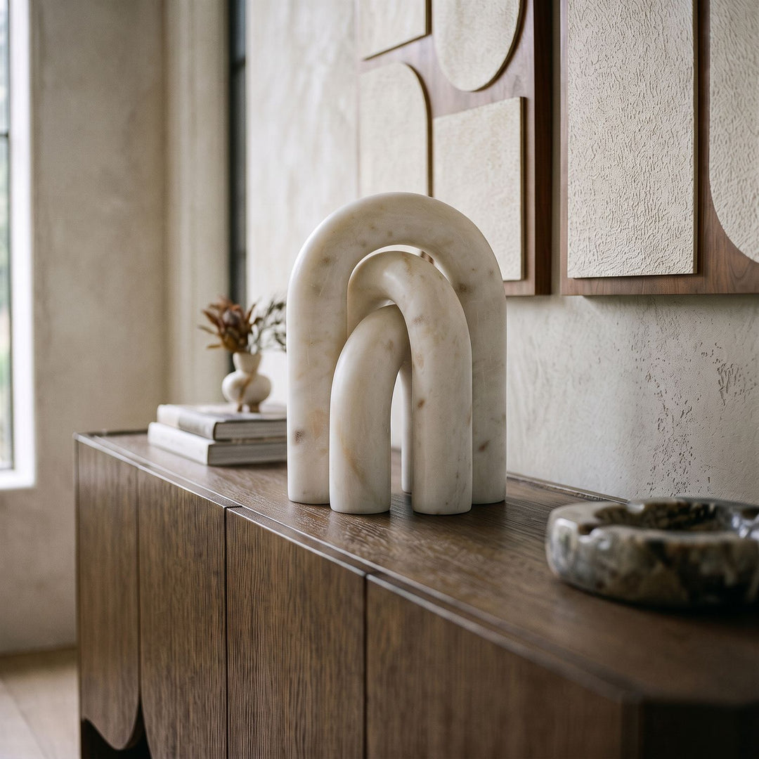 Arco Genuine Marble 3pc. Decorative Object — White