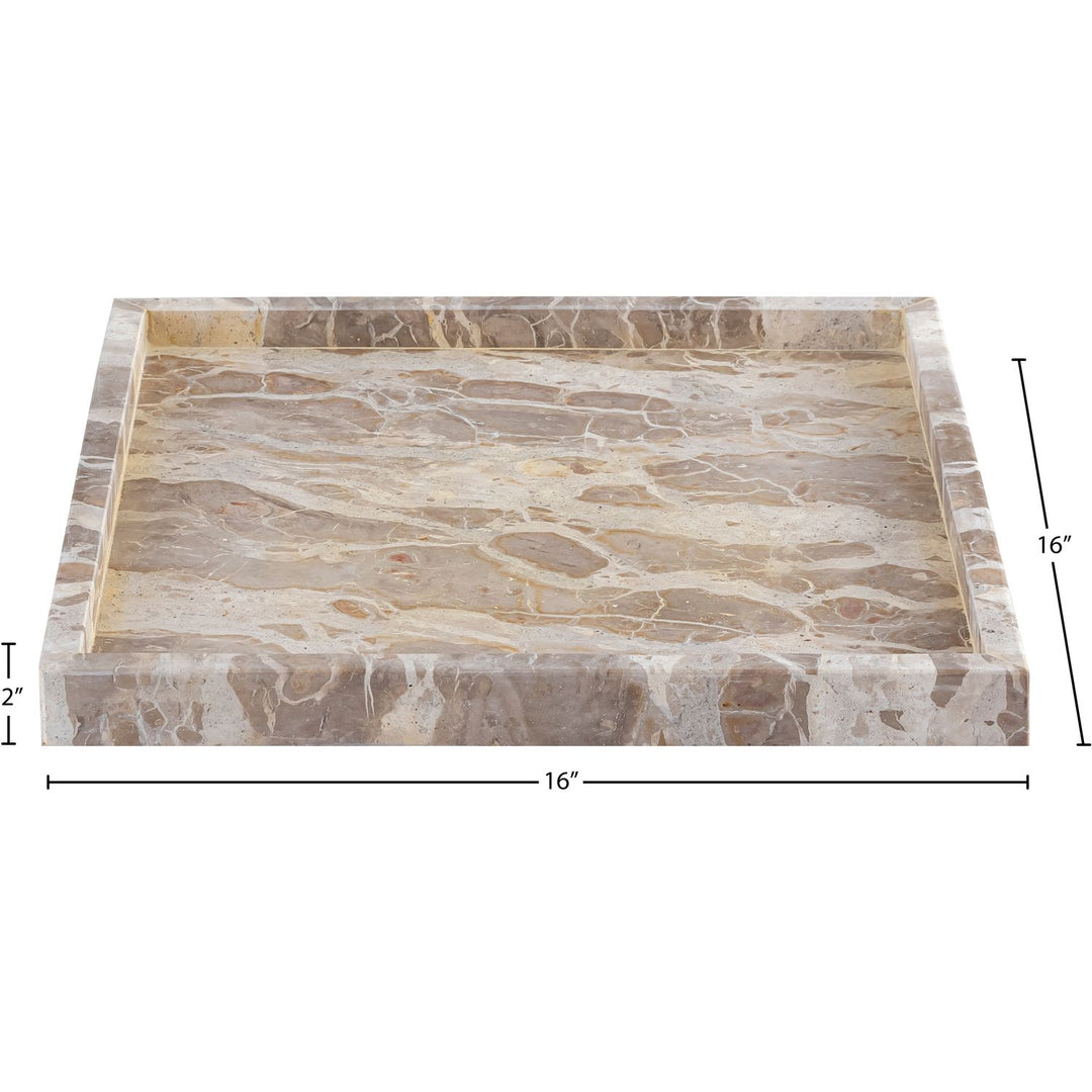Barletta Square Genuine Marble Tray — Beige