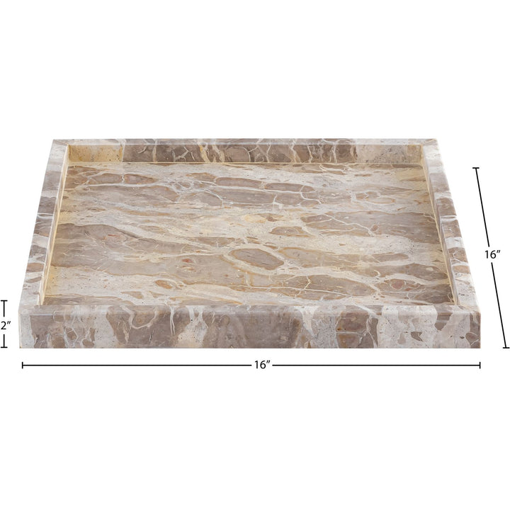 Barletta Square Genuine Marble Tray — Beige