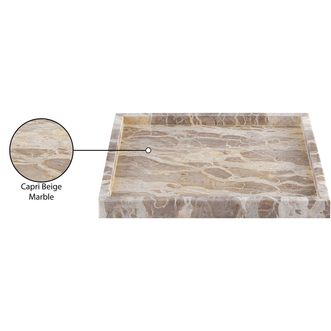 Barletta Square Genuine Marble Tray — Beige