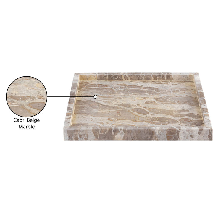 Barletta Square Genuine Marble Tray — Beige