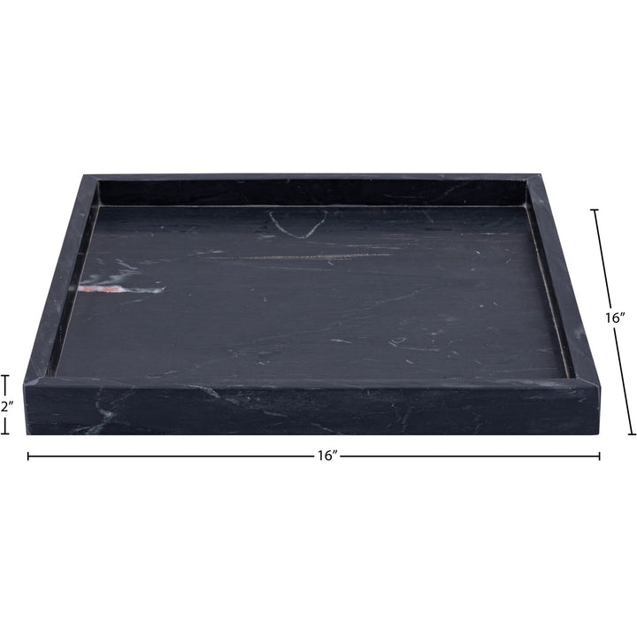Barletta Square Genuine Marble Tray — Black
