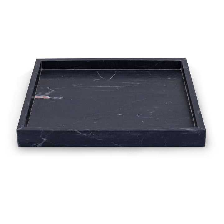 Barletta Square Genuine Marble Tray — Black