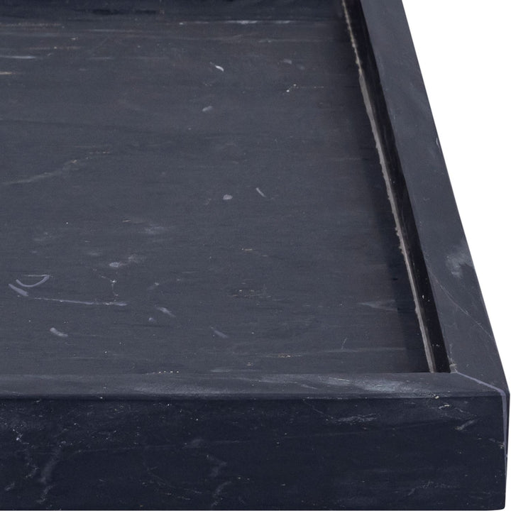 Barletta Square Genuine Marble Tray — Black