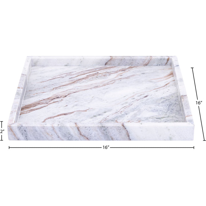 Barletta Square Genuine Marble Tray — Brown